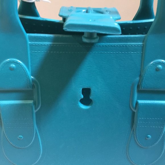 Great Bag Co. Designer Robert Verdi Rubber Tote Hand Bag Purse Aquamarin… - Picture 10 of 11